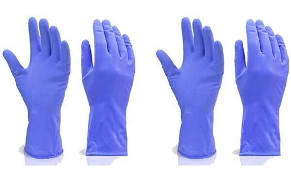 Flock line Reusable Rubber Hand Gloves (Blue) - 1pc