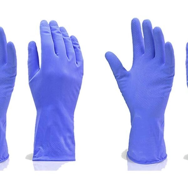 Flock line Reusable Rubber Hand Gloves (Blue) - 1pc