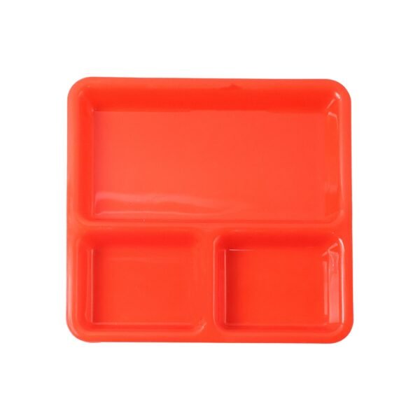Plastic 3-Compartment Rectangular Meal Serving Tray / Plates (1 Pc)