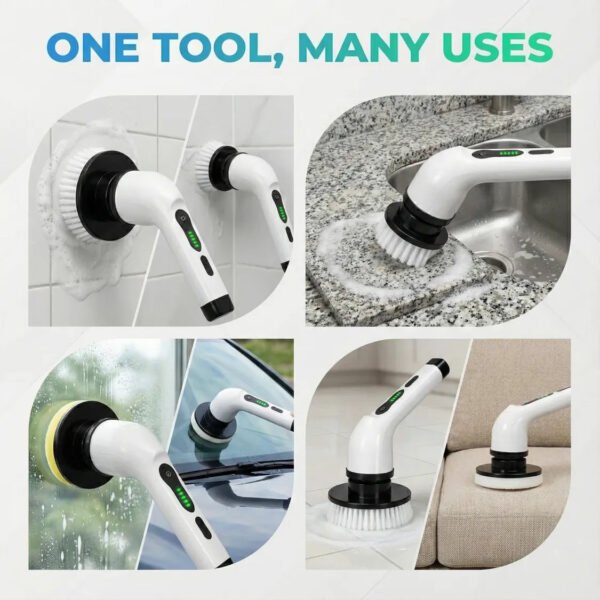 7-in-1 Electric Spin Scrubber Cleaning Brush with Extension Handle (1 Set)