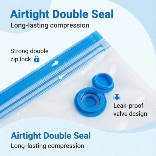 3030338.jpg Vacuum Storage Bags with Suction Pump & Shirt clips - Vacuum Bags - Big Capacity Vacuum Seal Bags for Travel Clothes Blankets Pillows, Compression Bags | Space Saver Vacuum Storage Bags (5 Pcs Set)