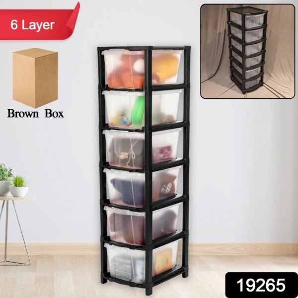 6-Layer Modular Plastic Drawer Storage Cabinet