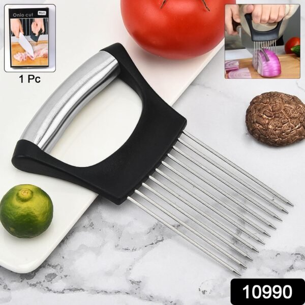 Stainless Steel Onion Cutter & Vegetable Slicer Holder Tool (1 Pc)