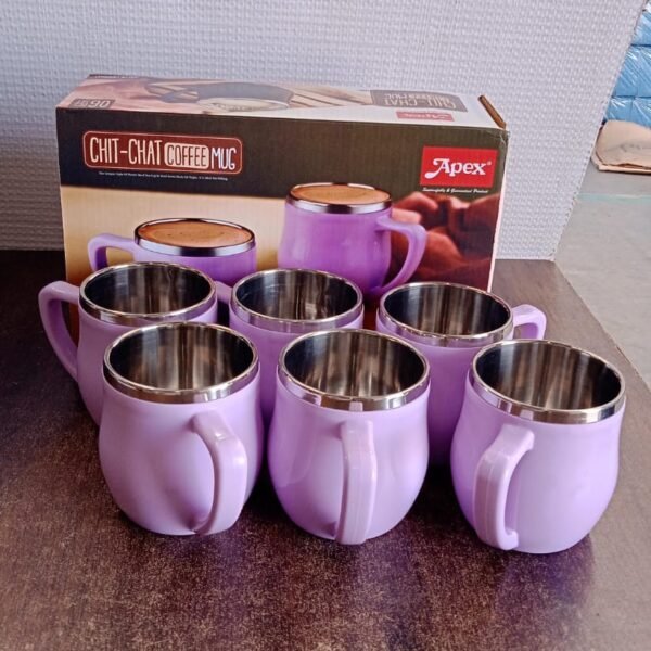 Apex Chit-Chat Double Wall Stainless Steel Mug Set (6Pc/200ml) Approx