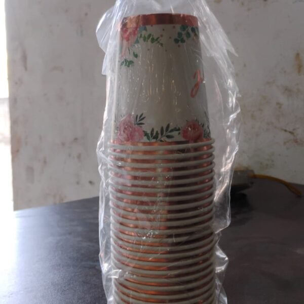 Disposable Paper Cups, Disposable Tea, Coffee Cups (24 Pcs Set / Mix Color & Design)