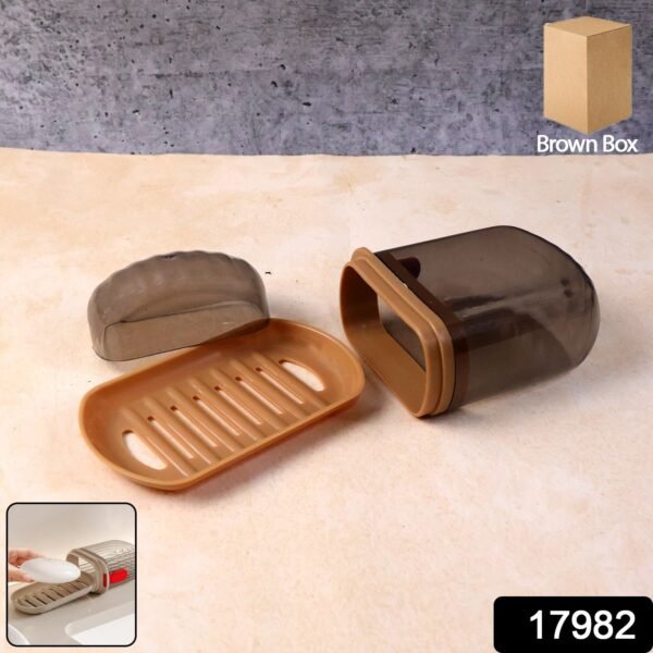 Premium Plastic Soap Box with Drain Tray & Protective Cover