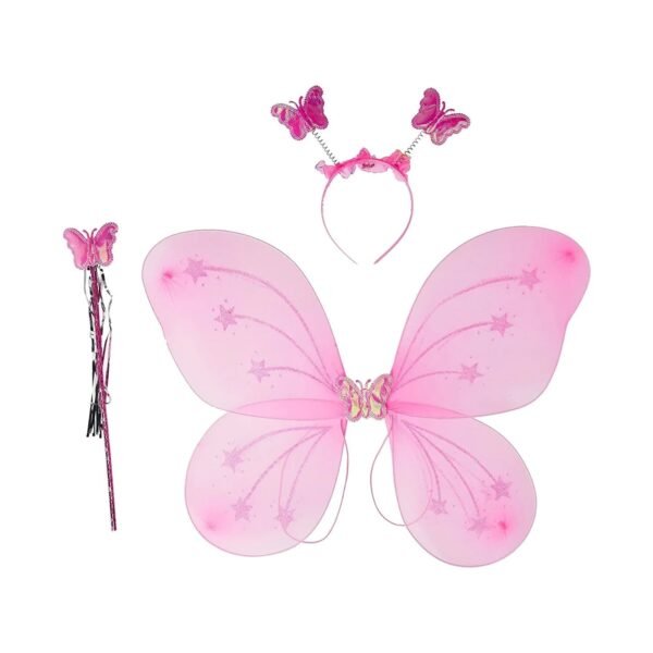 3293_00b82dd1-b3ed-4239-8e3a-50da6bff4d45.jpg Baby Girl Fairy Nylon Butterfly Wings Wand Hairband Multi Color 1 Pc