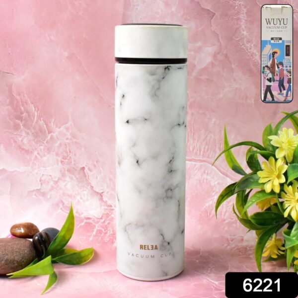 Stainless Steel Temperature Insulated Water Bottle With Marble Pattern (500ml Approx)
