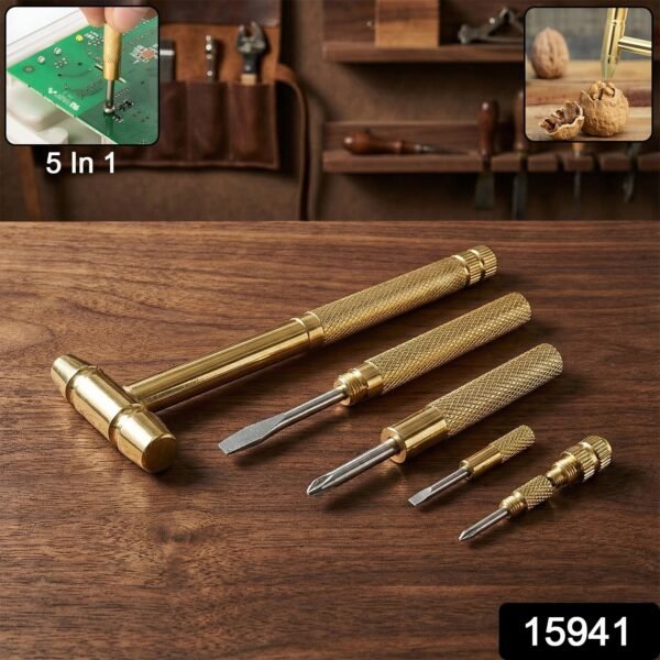 Multi Purpose 5-in-1 Small Hammer Tool with Interchangeable Screwdriver