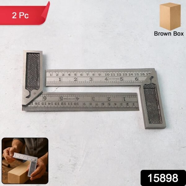 Heavy-Duty Metal Try Square Ruler Set (2 Pc)