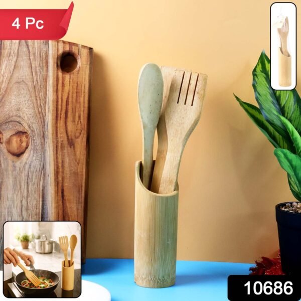 34ad5023-9cff-4d36-86e6-d56e5b68e9fd.jpg Eco-Friendly Bamboo Spatula Set with Holder (4 Pc)