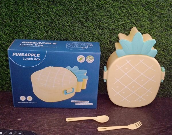 Kids Lunch Box Cute Pineapple Shaped Bento Box with Fork Spoon Snack Container