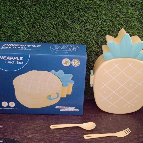 Kids Lunch Box Cute Pineapple Shaped Bento Box with Fork Spoon Snack Container