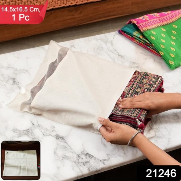 Zip Closure Saree Storage Bag (14.5×16.5 Cm, 1 Pc)