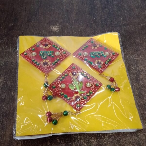 360241a9-78c0-4f3f-9c0f-e94256cf7f3a.jpg Decorative Wall Hanging Set with Shubh Labh and Ganesh Design (3 Pc)