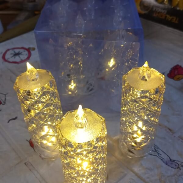 Rose Candles LED Flameless and Smokeless Decorative Acrylic Transparent Candles Led Tea Light Candle Perfect for Gifting, Home, Diwali, Christmas, Crystal Candle Lights, Diwali (1 Pc)  (MOQ :- 12 pc )