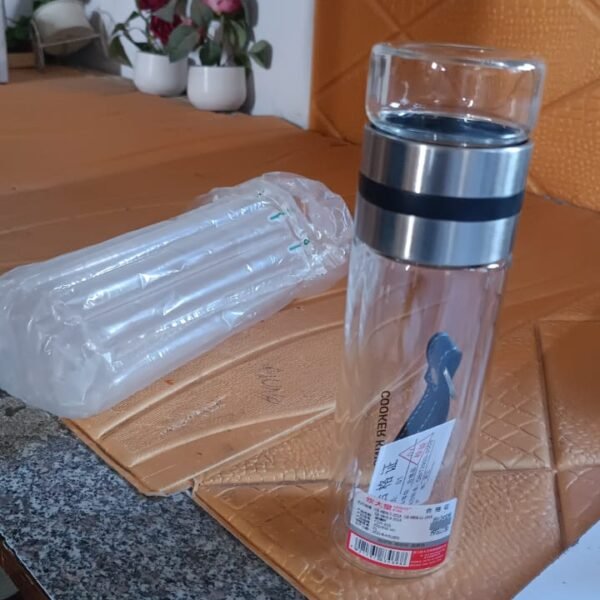 Glass Tea Infuser Bottle. Double Wall Outdoor sport Glass water bottle (550ml)