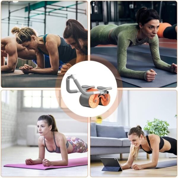 Automatic Rebound Ab Roller Wheel with Timer & Elbow Support for Fitness