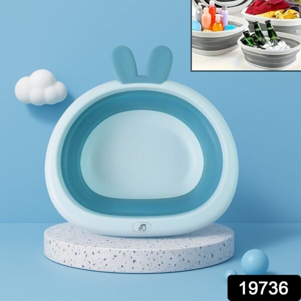 Foldable Multipurpose Collapsible Basin with Bunny Ear Handle