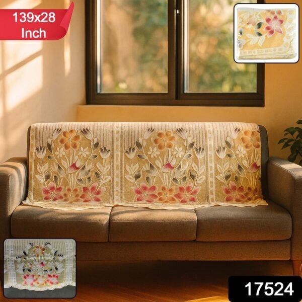 382b8314-ac19-43a9-97fc-9f2057d3eb90.jpg Elegant Floral Sofa Protector Cover - (1 Pc / 139x28 Inch)
