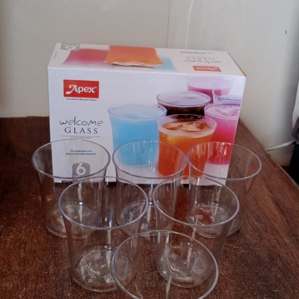 Apex Welcome Plastic Glass Set for Daily Use – Set of 6