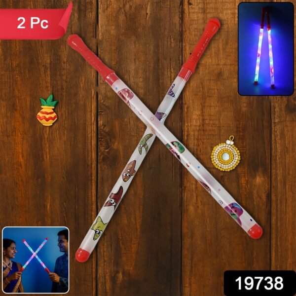 2 Piece LED Dandiya Sticks Set – Color Changing Light-Up