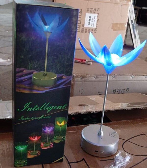 Lotus Flower Lamp with Music, Touch Open and Close, USB Rechargeable (1 Pc)