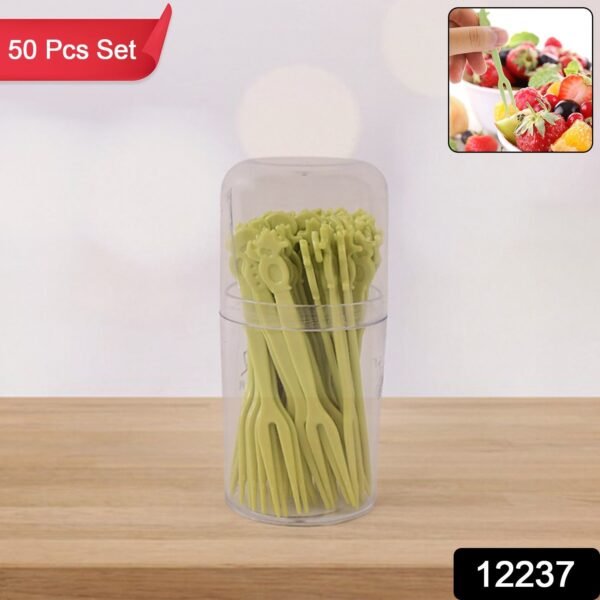 398.jpg Plastic Fruit Forks Cake Dessert Forks Mini Forks (50 Pcs Set)