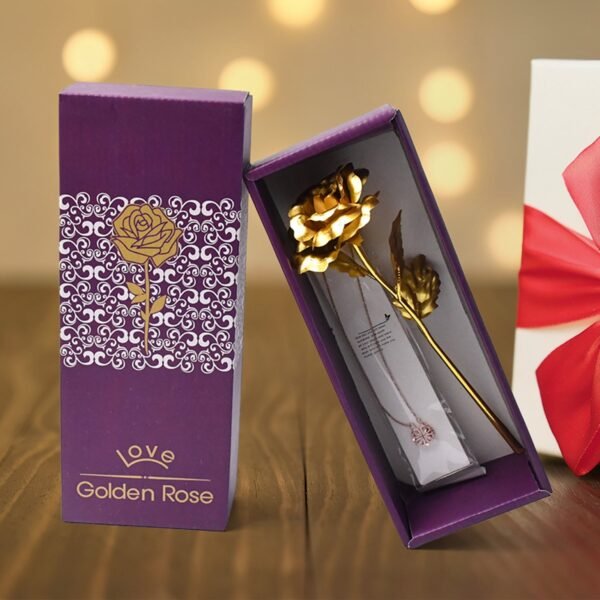 Golden Rose & Necklace Set Perfect Gift Set