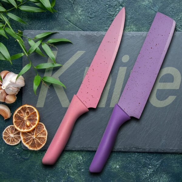 Colorful Chef Knife Set for Cutting (6 Pc, Non-Stick Steel)