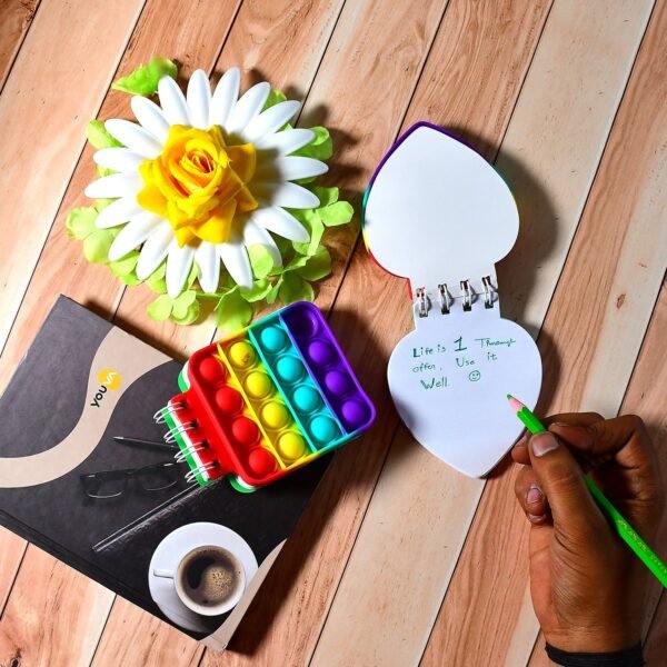Heart Pattern Fidget Spiral Notebook Bubble Push Silicon Toy School Stationery