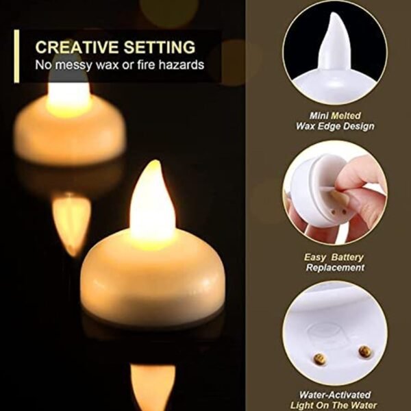 Set of 12 Flameless Floating Candles Battery Operated Tea Lights Tealight Candle