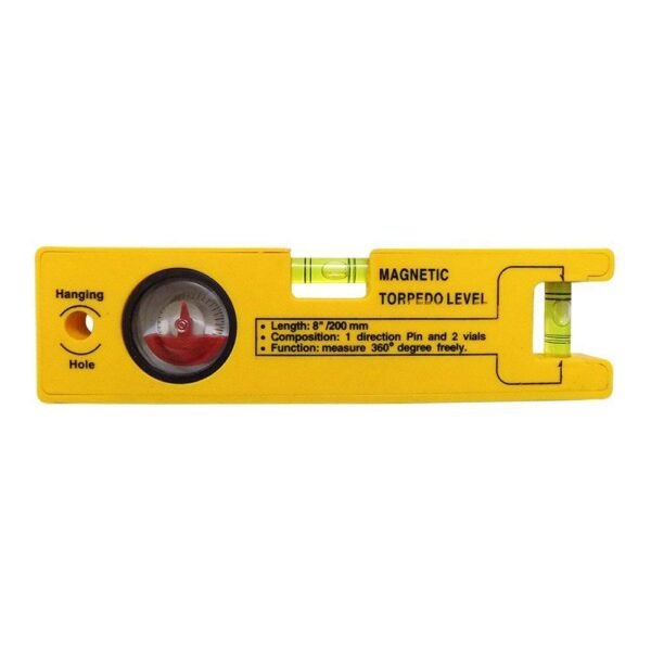 3_5faa4255-7677-4a9f-bdd7-d3da4ed6c84d.jpg 8-inch Magnetic Torpedo Level with 1 Direction Pin, 2 Vials and 360 Degree View