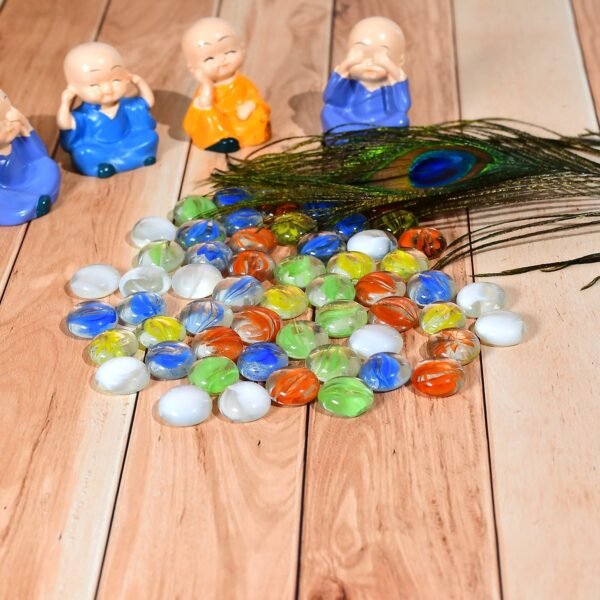 Glass Gem Stone, Flat Round Marbles Pebbles