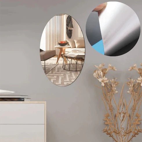 SMALL OVAL FRAME LESS MIRROR WALL STICKER FOR DRESSING