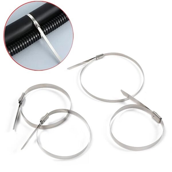 3_b7c57b3e-30b6-4850-8e9d-685e12cd9cb2.jpg Stainless Steel Cable TIE Used for Solar, Industrial and Home Improvement Multipurpose HIGH Strength, Self-Locking Zip Ties, Multi-purpose Tie, Portable Rustproof 100Pcs Wide Application Zip Tie Set for Building (100 pcs Set / 4.6x200MM)