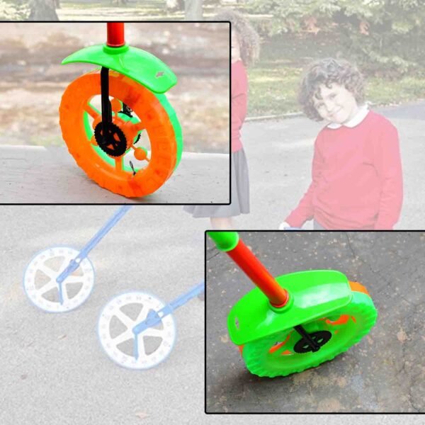 Plastic Single Wheel Push Run toy handle and two lights on wheel. push toy for Kids