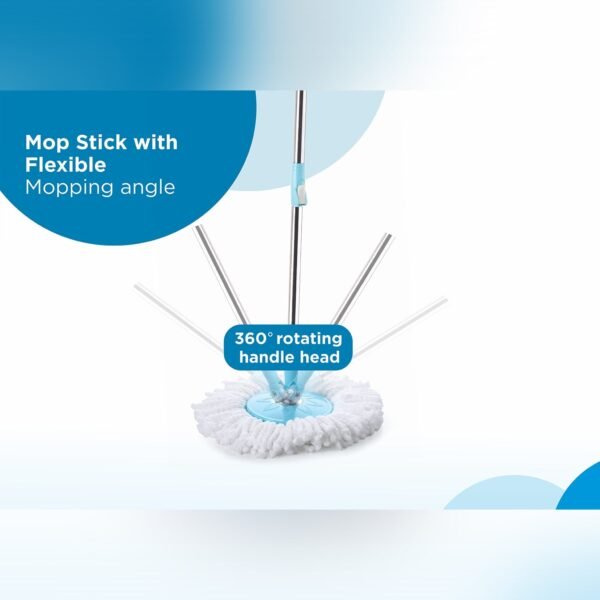 Sporty Plastic Spin Mop with Bigger Wheels & Auto Fold Handle for 360° Cleaning