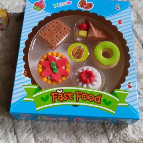 3D Fast Food Erasers Set, Cute Mini Colorful Erasers for Kids Gift & School (5 Pcs)