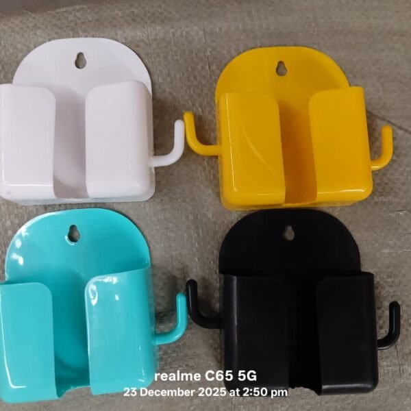 1 Pc Wallmount Mobile Stand With Hook for and stuffs purposes. (Mix Color / 1 Pc)