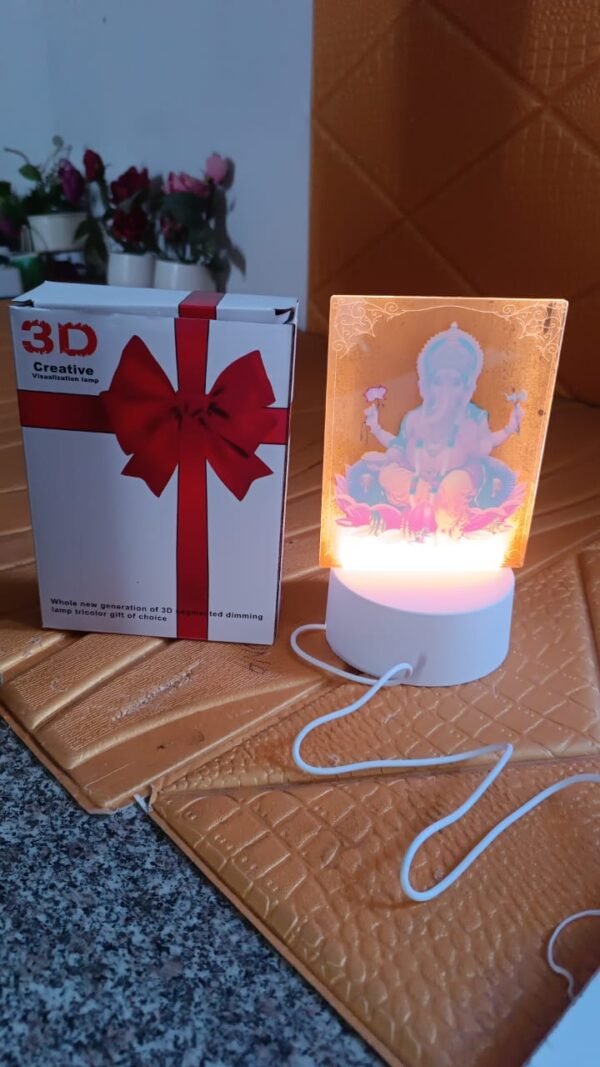 3c75a0bc-c5a4-4862-a262-de8306eda0bb.jpg Beautiful 3D Lord Ganesh Frame with soft white light, Ganesh Ganesha (1 Pc)