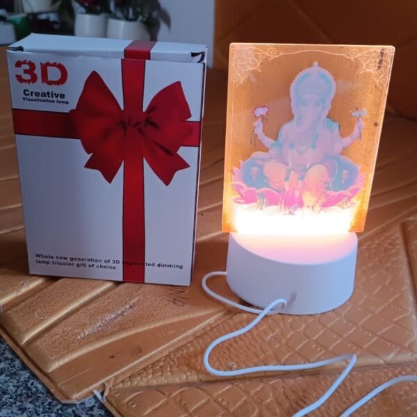 3c75a0bc-c5a4-4862-a262-de8306eda0bb.jpg Beautiful 3D Lord Ganesh Frame with soft white light, Ganesh Ganesha (1 Pc)