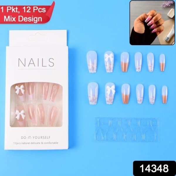 Reusable Press-On Artificial Nails with Adhesive Stickers fake nails (1 Pkt)