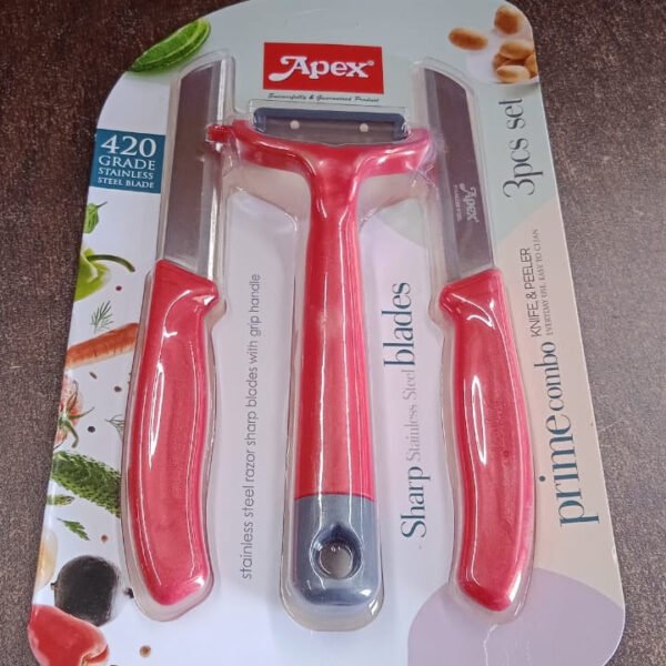 Apex 3-Piece Stainless Steel Kitchen Knife and Peeler Set