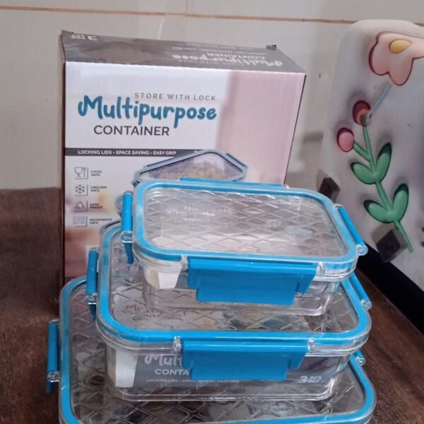 Multipurpose Plastic Containers / Lunch Boxes (3 Pcs Set / 1500, 750, 350 ML Approx)