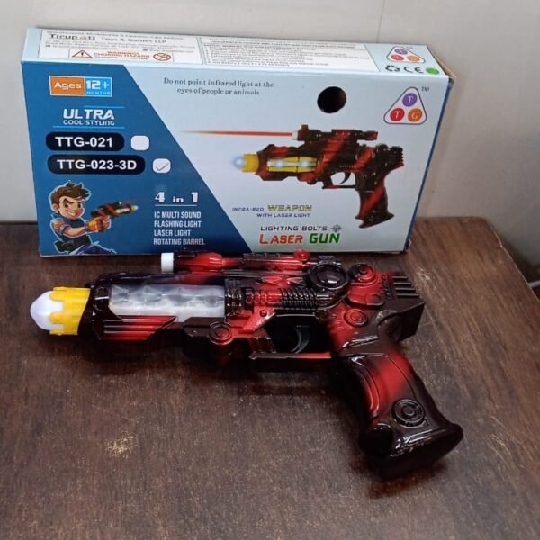 TTG LED Flashing Sound Laser Toy Gun – Battery Operated Space Gun with Lights & Music