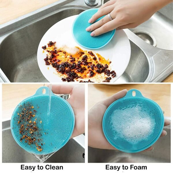 3image_31dc0aab-2d50-43d4-8e58-67cf1788250d.jpg Silicone Dish Scrubber Sponge Mildew Free, Non Stick (Mix Color)
