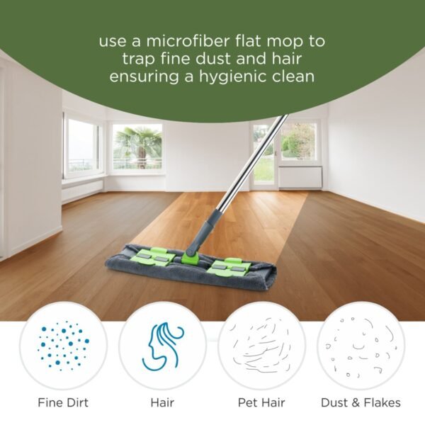 Multipurpose Wet and Dry Cleaning Microfiber Flat MOP Floor Cleaning Mop with , 360 Degree Rotating Head and Telescopic Handle Steel Rod Long Handle Dry Mops, Standard (1 Piece, Multi-Colour)