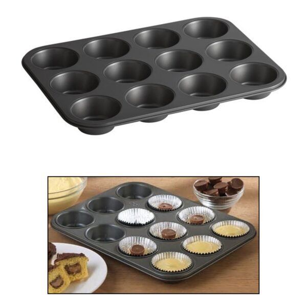 Nonstick Aluminium Muffin Tray Cupcake Pan Tray (12 Cup Cavities)