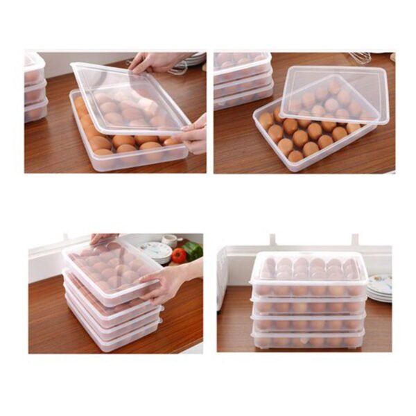 24 Grids Plastic Egg Box Container Holder Tray Fridge with Lid for 2 Dozen Egg Tray